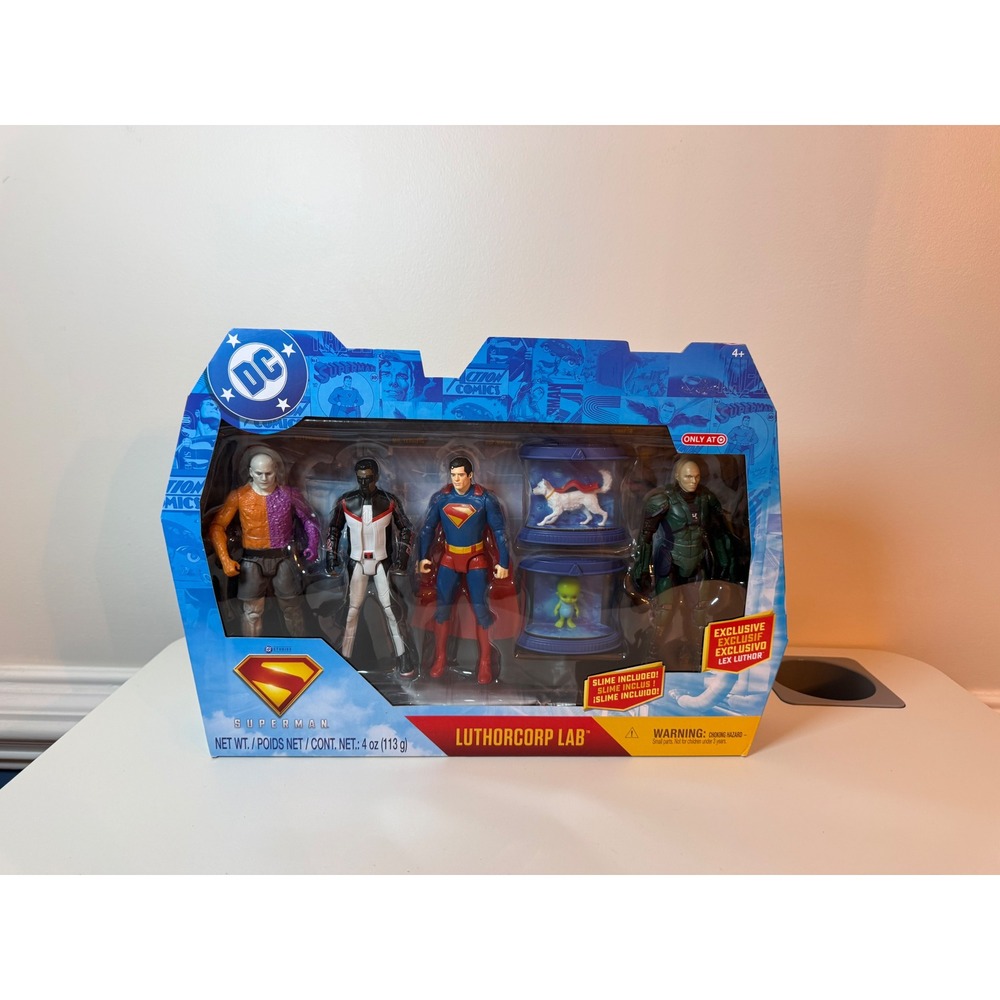 DC Superman Action Figure Set Kids LuthorCorp Lab Lex Luthor Exclusive Slime